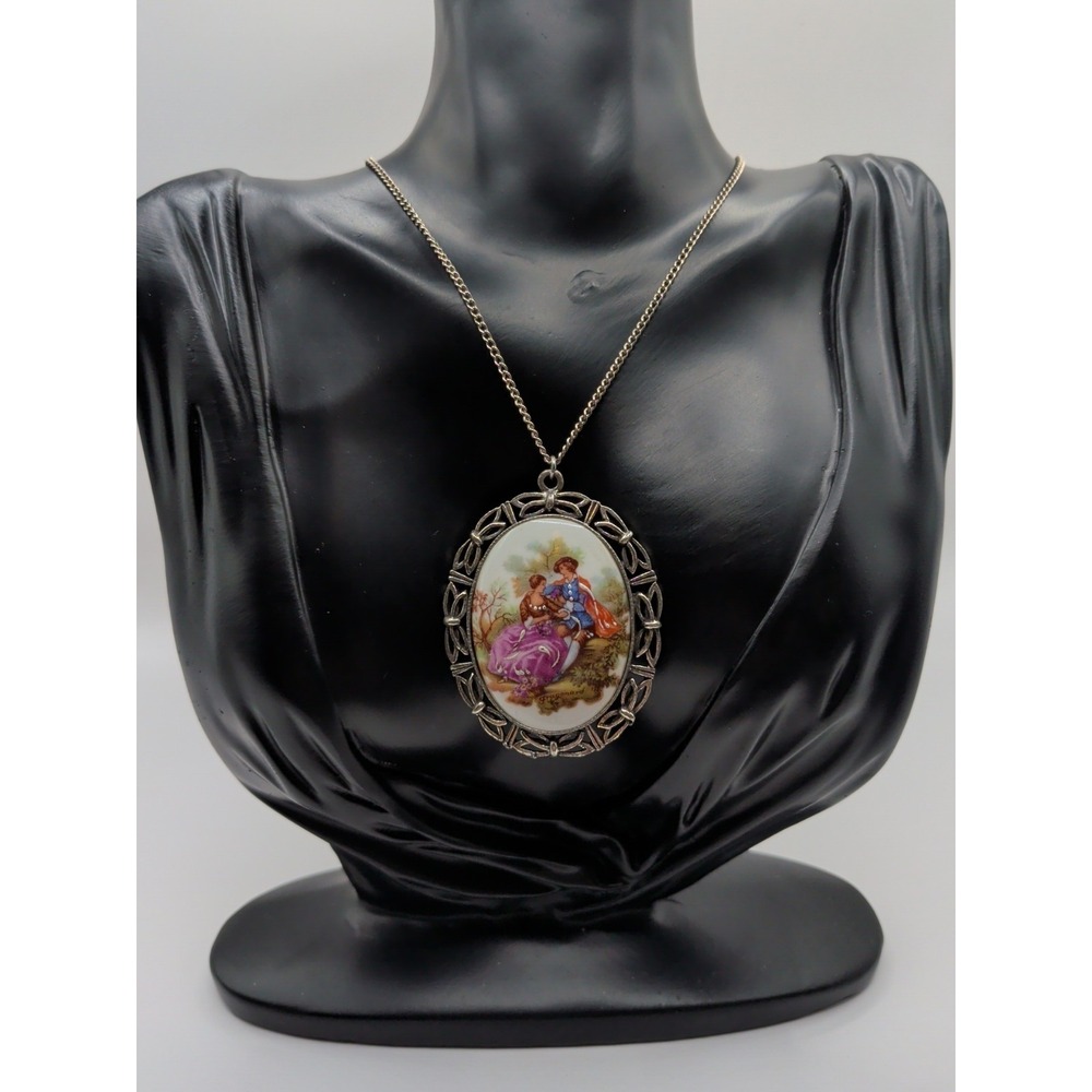 Vintage Silver‎ Toned Porcelain French Cameo Made In France